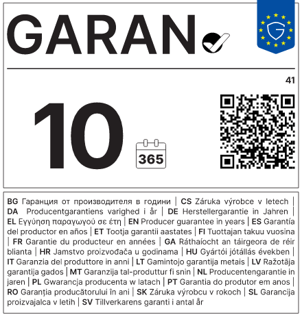 Manufacturer's durability warranty: 10 years — WHYAT 41