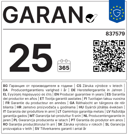 Hersteller-Haltbarkeitsgarantie: 25 Jahre — CUISIPRO 837579