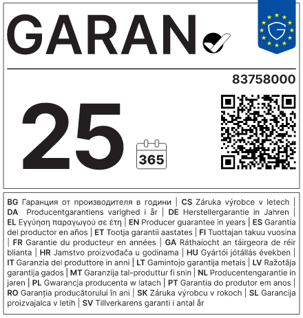Hersteller-Haltbarkeitsgarantie: 25 Jahre — CUISIPRO 83758000