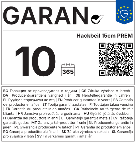 Hersteller-Haltbarkeitsgarantie: 10 Jahre — HEISO 1870 GmbH Hackbeil 15cm PREMIUM