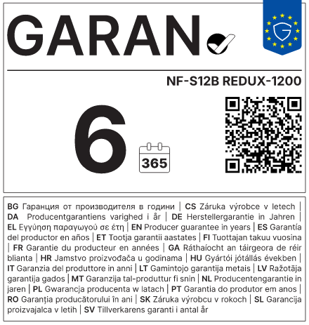 Hersteller-Haltbarkeitsgarantie: 6 Jahre — Noctua NF-S12B REDUX-1200 PWM
